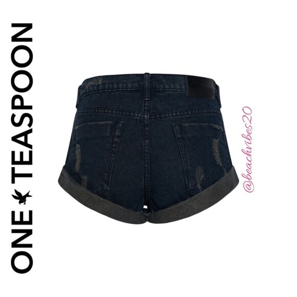 ONE TEASPOON Bandits Low Waist Denim Shorts Archived Fox Black NWT - Picture 7 of 15